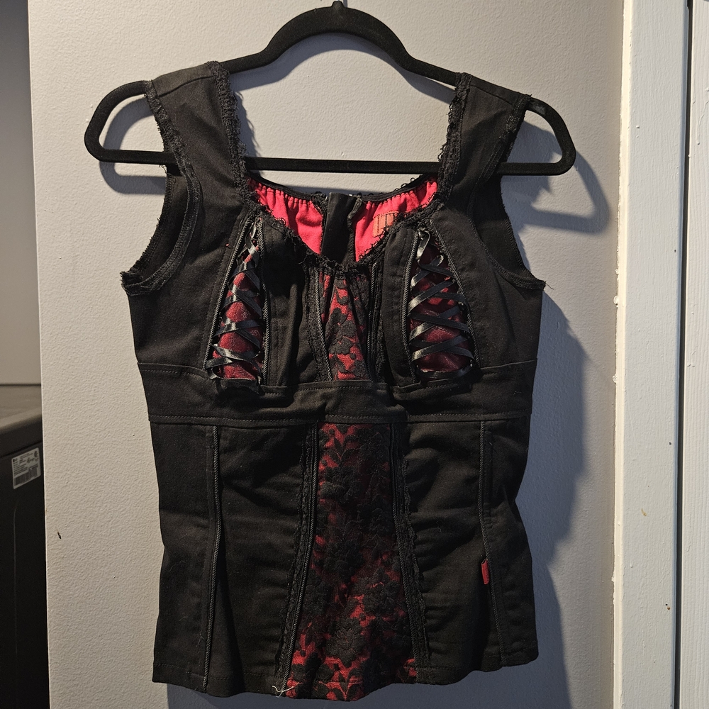 RARE Tripp NYC Vibrant Red and Black Top